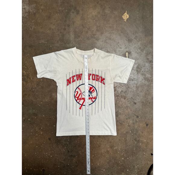 Vintage New York Yankees T-Shirt 80s MLB Pinstripe Logo Tee Mens Single Stitch - Picture 6 of 15